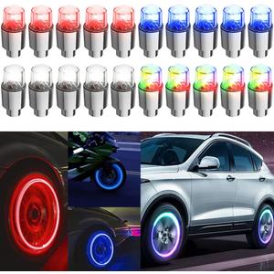 LED Wheel Lights Tire Valve Cap Light Waterproof LED Flashing Light for Car Bike Motorcycle Trucks (Mixed Colors) (20Pcs, 1# 5Red+5Blue+5Colorful+5White)
