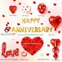 Happy Anniversary Decorations - Romantic Decor for Wedding, Valentines Day Heart Balloons for Bedroom, Party Decor Supplies (Set 1)