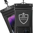AiRunTech Floating Waterproof Phone Pouch,Double Seal Phone Case with Lanyard Protector for iPhone 17 16 15 14 13 12 Pro Max,Kayak Cellphone Bag Beach Cruise Ship Essentials Vacation Accessories (REGULAR SETS, Black + Black)