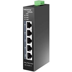 STEAMEMO 5-Port Industrial Ethernet Switch | DIN-Rail Mount | 100Mbps Ports + 1Gbps Switching | -40C to 70C Operation | Rugged Metal Housing | Lifetime Protection
