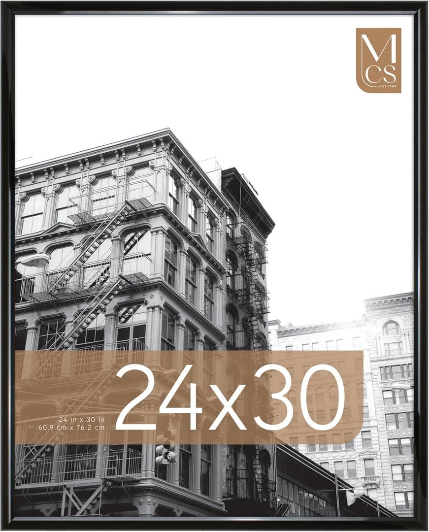 MCS Trendsetter 24x30 Poster Frame Black High-Gloss, Vertical & Horizontal Wall Hanging Large Picture Frame for Photos, Posters & Art Prints (1-Pack)