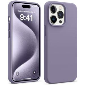 AOTESIER Shockproof for iPhone 15 Pro Case, [Food Grade Silicone] Phone Case [Military Drop Protection] with Soft Anti-Scratch Microfiber Lining, 6.1 inch, Dusk Lilac