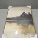 KUVIOKE Watercolor Abstract Mountain Lake Framed Wall Art Brown Landscape Nature Wilderness Painting Nordic Neutral Tan Illustration Decorative Home Decor 16x24in (Natural Framed)