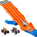 Hot Wheels Monster Truck! Survival Race! JFR07 Ride On Toy Playset with 2 Mini Cars for Ages 4+ Orange