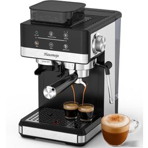 GrindPro 20Bar Espresso Machine with Built-In Grinder & Milk Frother, Professional Compact Stainless Steel Coffee Maker for Espresso, Latte & Cappuccino, Easy Clean, Perfect for Home Use