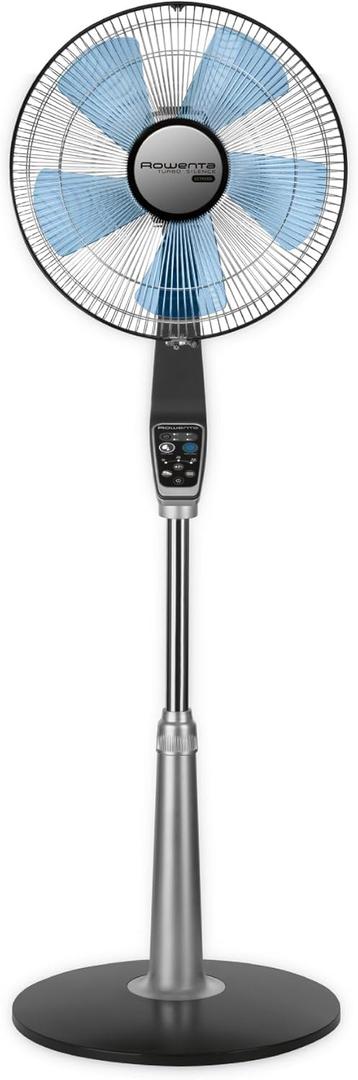 Rowenta Pedestal Fan, 53 Inches, Ultra Quiet Oscillating Fan for Bedroom, Portable, 5 Speeds, Refresh Up to 23-Feet, Silver, Indoor, VU5670