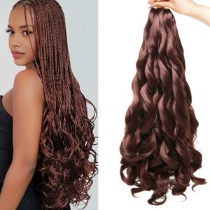 French Curl Braiding Hair 18 Inch 8 Packs Curly Braiding Hair Pre Stretched for Box Braids Bouncy Loose Wavy French Curl Crochet Braids for Black Women (18 Inch, 8 Packs, 33#)