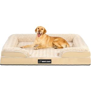 Orthopedic Dog Bed for Large Medium Sized, Washable Memory Foam Large Dog Bed, Durable Medium Pet Sofa with Removable Cover, Washable Waterproof Pet Couch Beds(Beige, XL) (X-Large(42 * 30 * 7.5 In))