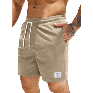 JMIERR Men's Corduroy Shorts Casual Elastic Waist Drawstring Lightweight Summer Beach Shorts Size 36