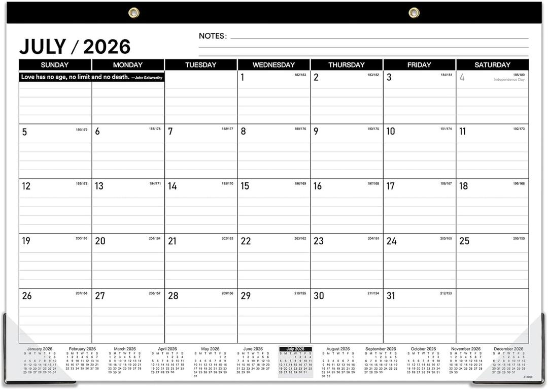 Desk Calendar 2026-2027 - JUL. 2026 - DEC 2027, 18 Months Large Desk Calendar 2026-2027, 17" x 12", Desk Pad, Large Ruled Blocks, to-do List & Notes, Best Desk/Wall Calendar for Planning or Organizing