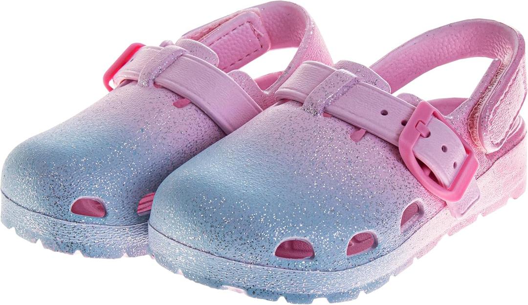 Josmo Kids Soft Glitter Clogs Girls Slides Slippers Indoor Outdoor Summer Beach Pool Sandals (Size 5-10 Toddler)