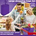 Windyun 100 Pcs Reusable Tote Bag Bulk 8 x 4 x 10 Inch Non Woven Shopping Bag with Handle Christmas Reusable Grocery Gift Tote (Dark Purple)