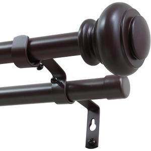 H.VERSAILTEX Double Curtain Rods for Windows 16.2 to 43.8 Inches, 3/4 inch Diameter, Adjustable Decorative Telescoping Heavy Duty Drapery Rod, Bronze