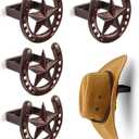 Cowboy Hat Hanger Wall Mount, 4 Pack Cowboy Hat Rack, Metal Horseshoe Hook, Horseshoe Decor, Western Hat Hook for Wall, Hat Holder for Entryway Closet, Bridle Hook for Tack Room, Horse Supplies