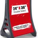 24 x 36 Inch Jumbo Changeable Message Board Sidewalk Sign,Double Sided Sandwich Board Sign with Portable Wheels for Indoor Outdoor Businesses Advertising Poster Restaurant Menu Store Sale