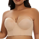 SEA BBOT Women Longline Strapless Bra Full Coverage Corset Bra Hide Back Fat, Size 34C