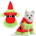 Abbylike Dog Christmas Outfit Holiday Pet Character Green Hoodie Shirt with Hat for Dogs and Cats Christmas Pet Clothes Cute Dog Christmas Outfit Cosplay Party as Shown(Lovely,M) (M(Neck:14.56" Chest:17.32" Back :12.99"))
