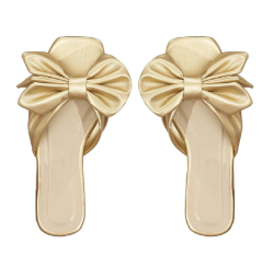 GORGLITTER Women's Bow Flat Sandals Dressy Square Open Toe Sandals Comfortable Slip On Slide Sandals, Size 42