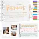 Gilprop 2026 Happy Retirement Guest Book with 12 Basics Colored Markers 12'' x 8'' Retirement Party Decorations Gold Foil Hardcover Scrapbook Photo Album Colleague Friend Ready to Retire Gifts(White)