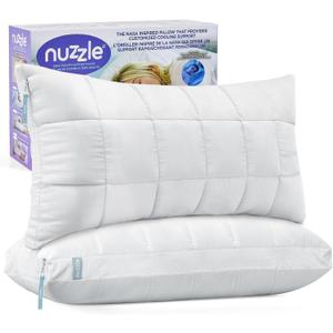 Nuzzle Pillows King Size Set of 2 Cooling Adjustable Pillows for Side Sleepers, Luxury Hotel Collection Bed Pillows  Best Adjust Height Soft Firm Pillows for Back, Stomach and Side Sleepers (White)