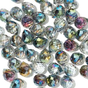 Crystal Beads - 50pcs Assorted Glass Beads for Jewelry Making, Shiny Teardrop Shape, Bulk for DIY Craft Necklace, Bracelet, Earring (8x10mm, Rose Red and Green)