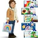 Busy Book for Toddlers 1-3 - No Loose Pieces - Montessori Toys for 1, 2, 3 Year Olds - Mess-Free Airplane Quiet Board Travel Toy - Educational Busy Board & Soft Toddler Activity Book