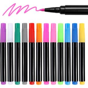 Signsxcel12-Color Liquid Markers for Led Note Board, Compatible with Light Up Drawing Board, Windows, Blackboard, Glass, Neon Erasable Markers,Wet or Dry Erase Markers Fine Tip