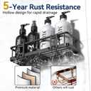 YASONIC Shower Caddy Adhesive, Rustproof Shower Shelves for Inside Shower, Large Capacity Bathroom Organizers and Storage, Shower Storage with Removable Hooks, No Drill Bathroom Accessories Black (2 Pack)