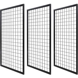 Eastern Tree Metal Grid Wall Panels, Black Wire Grid Panel, Gridwall Display Stand, Heavy Duty Gridwall Panels for Retail Display - 3pcs