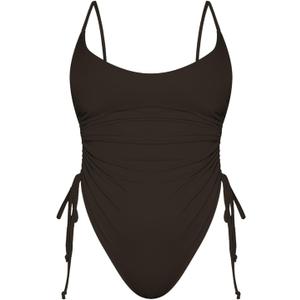 Women's Sexy One Piece Bathing Suit Tummy Control Swimsuit (Dark Gray, L)