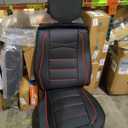 Car Seat Cover Custom Fit for Dodge Ram 1500 2500 3500 2002-2025 Faux Leather Seat Cover Set Compatible with Crew Quad Regular Cab Pickup Truck Cushions (Black Redline, Full Set, Flat Rear)