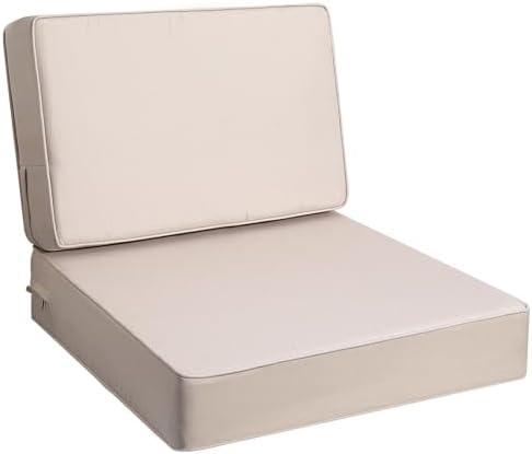 AAAAAcessories Outdoor Deep Seat Cushions, Foam Pillow, Waterproof, Fade-Resistant Patio Furniture Replacement Cushions, 24" x 24" x 5", Khaki Beige