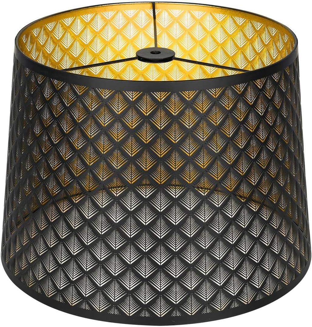 Metal Etching Process Large Lamp Shade, ALUCSET Drum Big Lampshades for Table Lamp and Floor Light, Arrow Design, 12x14x10 Inch, Spider