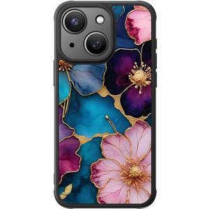FUNMIKO Cute iPhone 13 Mini Phone Case Wireless Charging & Military-Grade Protection - Trendy Wildflower Design for Women Girls, Matte Cover with Shockproof Corners - Vibrant Flower Pattern