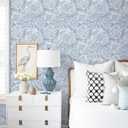HeloHo Peel and Stick Wallpaper Light Blue Floral Wall Paper Self Adhesive Removable Waterproof Contact Paper for Bedroom Bathroom Living Room Decor 17.3" X 196.8"
