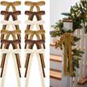 Glitinsel 24 Pcs Velvet Bows Christmas Tree Ornaments Vintage Velvet Ribbon Bows for Tree Garland Wreath Indoor Xmas Decorations(9 x 13 Inch，Width of 1", Brown, Khaki, Beige)