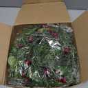 Lyrow 6 Pcs Christmas Candle Rings Wreath Xmas Kitchen Cabinet Mini Wreath Artificial Berries Snowy Pine Candle Ring Holder for Christmas Chandelier Home Table Centerpiece Indoor Decor