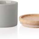 Sweejar Kitchen Canisters Ceramic Food Storage Jar, Stackable Containers with Airtight Seal Wooden Lid for Serving Ground Coffee, Tea, Sugar, Spice and More - 5 Fl Oz(Gray)