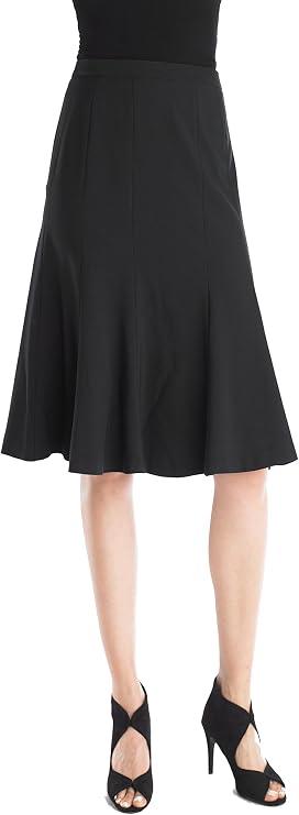 Ladies Bi Stretch Zipper Knee Skirts Black, Size 2P