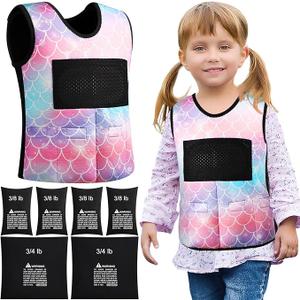 Janmercy Weighted Vest for Kids Ages 4 to 7 and Ages 8+ Boy Girl Adjustable Breathable Compression Vest for Processing Issue(Medium)