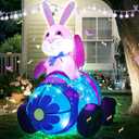 AJY 4Ft Easter Inflatables Bunny Decorations with LED LightsHappy Easter Bunny Blow Up Yard Indoor Outdoor Holiday Decor