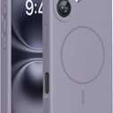 Miracase Compatible with iPhone 16 Case, [Soft Anti-Scratch Microfiber Lining], Compatible with MagSafe, Liquid Silicone Case Shockproof Drop Protection Phone Case for 16,Lavender Gray