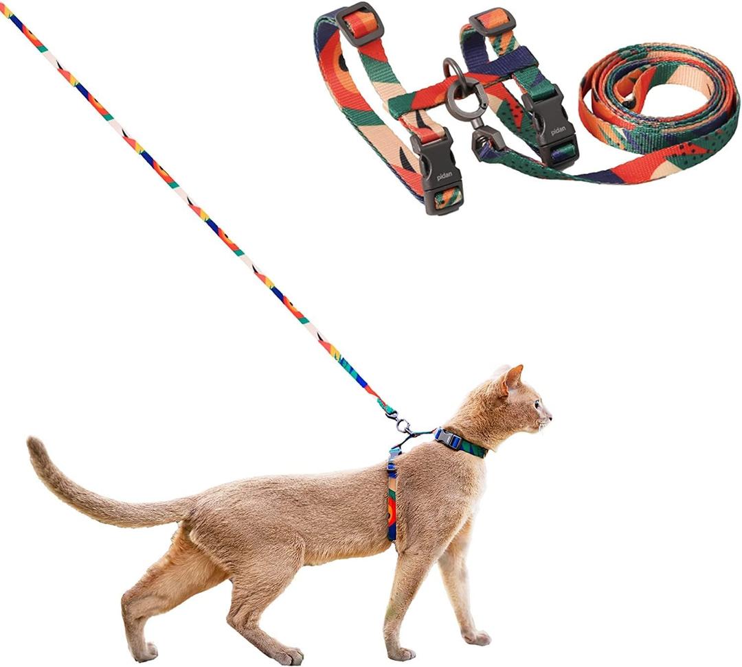 pidan Cat Harness and Leash Set, Cats Escape Proof - Adjustable Kitten Harness for Large Small Cats, Lightweight Soft Walking Travel Petsafe Harness(Multicolor-M Size