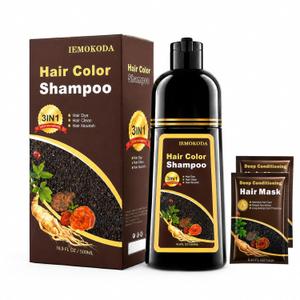 Hair Dye Shampoo 3 in 1, Gray Coverage for 34 Weeks, Premium Coloring Shampoo for All Hair Types, Gentle Herbal Formula Safe for Damaged Hair, Easy At-Home Use for Women & Men 16.9 Fl Oz (Black Tea)