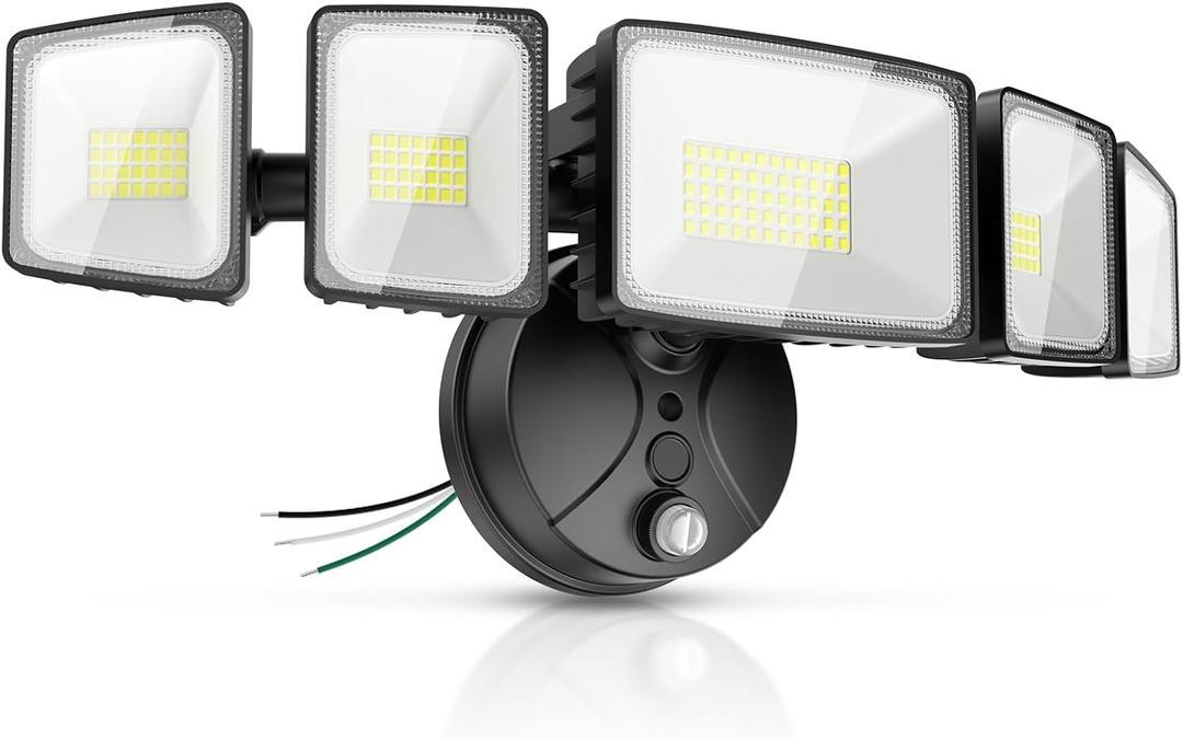 Onforu 120W 12000LM Dusk to Dawn Outdoor Lighting,5 Heads Flood Lights Outdoor,6500K Super Bright Automatic Outdoor Lighting,IP66 Waterproof Hardwired LED Security Lights for Garage,Yard,Outside