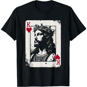 Jesus King of Hearts - Vintage Religious Card Game Lover T-Shirt, Size Small