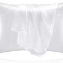 BEDELITE Satin Pillowcase for Hair and Skin, Super Soft and Cooling Similar to Silk Pillow Cases 2 Pack with Envelope Closure, Gift for Women Men(20"x30" Queen Size, White)