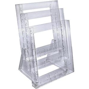 Azar Displays 252304 Three-tier Letter Size Counter Modular Brochure Holder, 2-Pack, clear