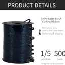 2 x 500 Yard Black Curling Ribbon, 1/5 Inch Shiny Christmas Curly Ribbon for Gift Wrapping, Balloon String, Wedding Birthday Party Decor, Florist Flower Crafting (1 Roll)