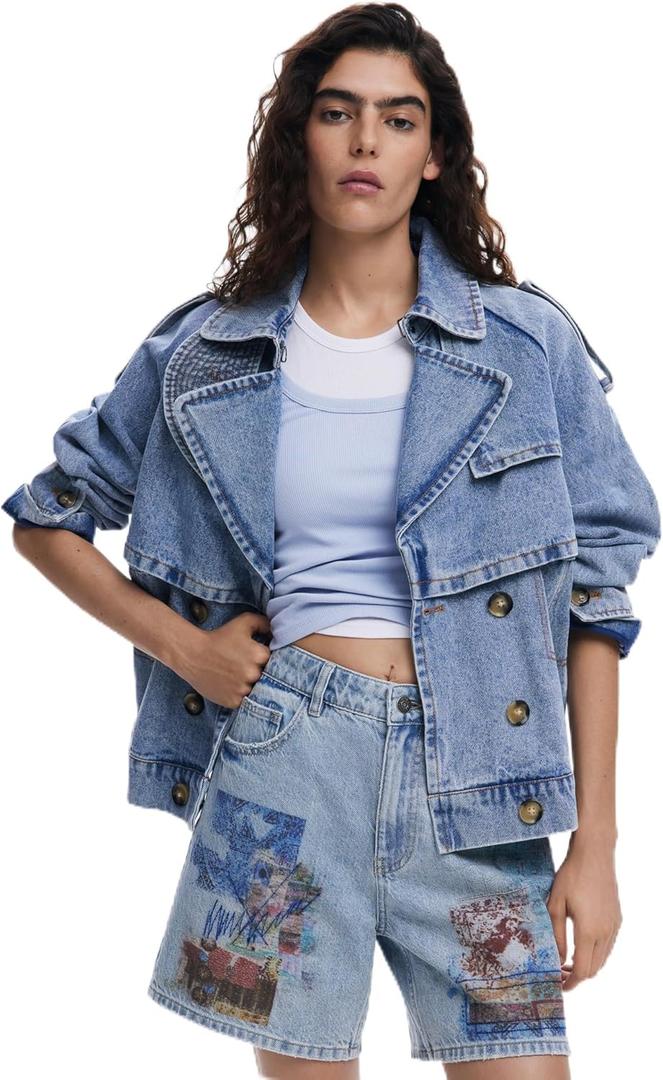 Desigual Women's Denim_inidan (34, Blue)